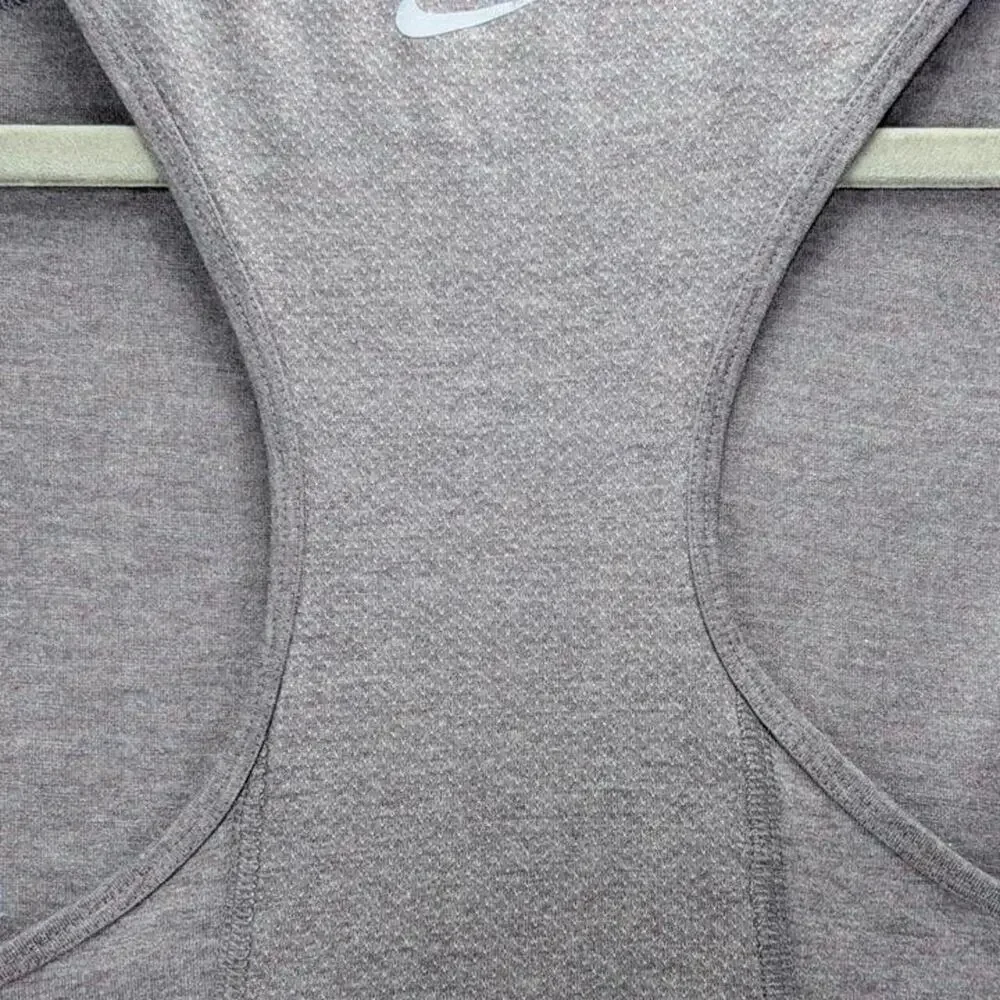 Nike Running Womens Medium Heather Gray Just Do It Racerback Tank Dri-Fit Mesh